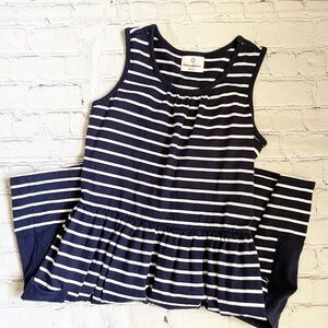 Girls Hanna Andersson Blue & White Striped Casual Dress